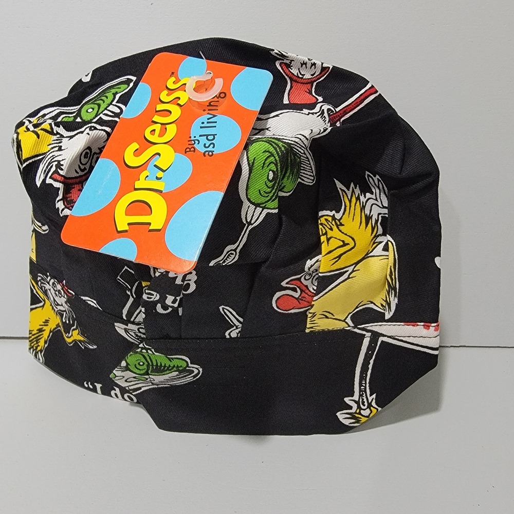 Dr Seuss Green Eggs and Ham Kids Chef Hat Black Sam I Am Adjustable NWT 56-173